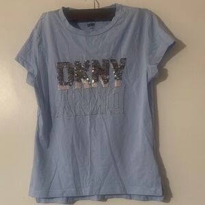 DKNY Light Blue Kids Tee with Sequin Detail